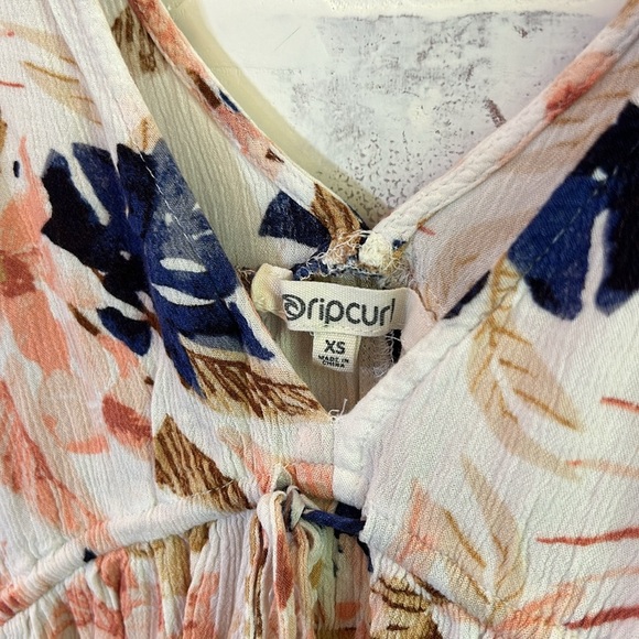 Rip Curl Women’s Mini Dress Sunset Waves Tank Cover Up Coral Navy Floral Size XS - Picture 5 of 7